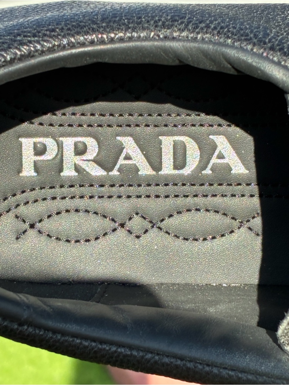 PRADA AGED-EFFECT BLACK PEBBLED LEATHER LOW-TOP SNEAKERS LOGO SZ US 11 UK 10 NEW - Picture 14 of 16